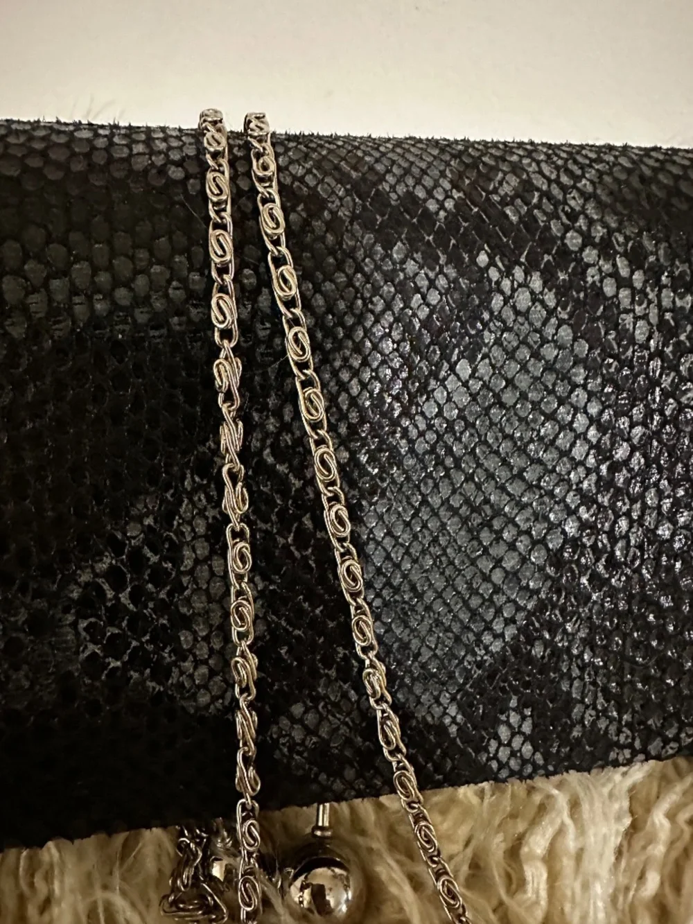 Chic Dark Charcoal Gray Snakeskin Print Evening Clutch Bag - Elegant Party Purse
